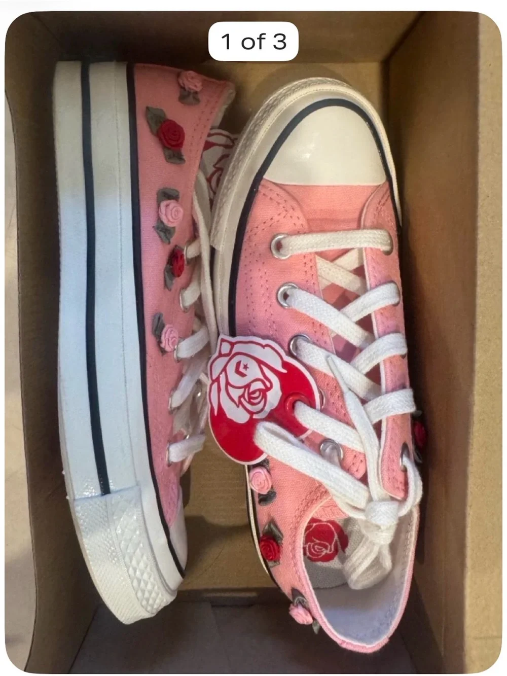 Converse Pink Floral Low-Top Kids Sneakers